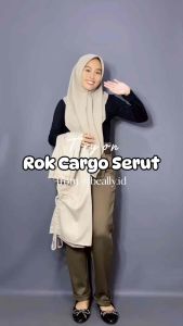 Rok Cargo Skirt Wanita - Rok Katun Twill Chino Stretch