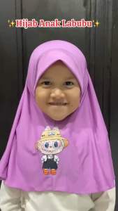 Jilbab Siria Anak Labubu & Jilbab Balita 1-9 Tahun Karakter Labubu
