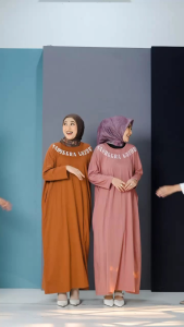 NADHEERA LUXURY Dashna Midi Dress Wanita Dewasa Muslim Cotton Combed Premium Polos Lengan Panjang √ Armyna Hijab