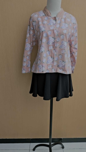 atasan wanita pink motif bunga putih MARSYA cewek L kerja kuliah