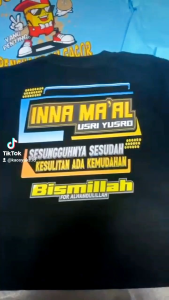 Kaos Bismilah InnaMaal Usri Yusro Catton Combad24s tebal kaos T-shirt
