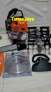 Mesin Potong Rumput 4Tak Multifungsi Dan Potong Kayu Chainsaw Mata Pisau