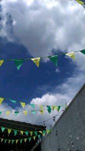 Bendera Idul Fitri Ramadhan Maulid Nabi Muhammad Segitiga Warna Hijau Kuning Bunting Flag Festival