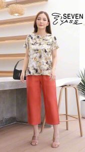 เสื้อลินินแท้100% ทรงทีผ้าลาย