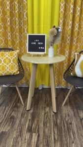 Yellow Curtain Printed & Plain Double Spiral Design with Ring Holes