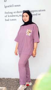 Mokuma-Setelan Celana Wanita Oversize Terbaru 2025 Pinixxo Warna Purple