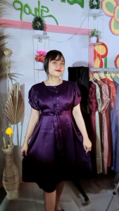 dress paula tali samping dress satin lembut nyaman di pakai