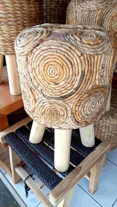 Stool Bulat Murah Kursi Anyaman Minimalis Pelepah Pisang
