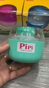 Hộp bông chấm phấn Pipi cho bé có ngăn chứa phấn riêng - Bông chặm phấn cho trẻ sơ sinh