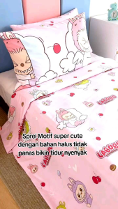 Sprei Motif Labubu Anti Geser Bahan Katun Cvc