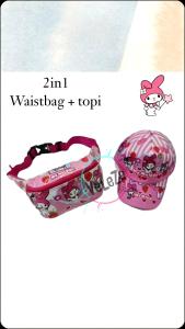 WAISTBAG ANAK PEREMPUAN KARAKTER SANRIO + TOPI / TAS BAHU ANAK / TAS SELEMPANG ANAK / TAS ANAK PEREMPUAN / TAS ANAK KARAKTER / TAS SANRIO / TAS BAHU / TAS SELEMPANG ANAK / WAISTBAG ANAK