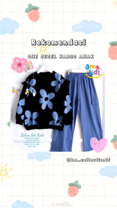 ((SET CEL BAJU KAOS COMBARD MOTIF BUNGA)) SEVIA SET KIDS BY AMELIA // BAJU SETELAN ANAK USIA 9-13 TAHUN// BAJU ONE SET COMBARD TEBAL ADEM