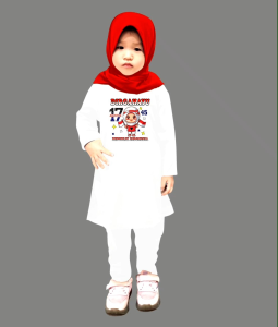 setelan tunik anak motif agustusan dirgahayu kemerdekaan HUT RI/usia 3-12 tahun FREE KERUDUNG