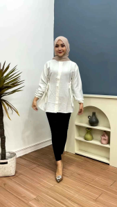 Kemeja Blouse-Atasan Wanita-Blouse Polo Linen