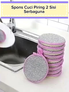 Spon Cuci Piring 2 Sisi Kawat & Busa Bentuk Bulat / Double Side Cleaning Dishwasing Spon Peralatan Dapur Multifungsi