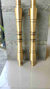 Gagang Pintu Rumah Kuningan Kunci Motif Bambu Antik 43 cm 2 Pcs