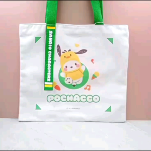 TOTE BAG CANVAS IMPORT / TOTE BAG MELODY HELLO KITTY / TAS BAHU KUROMI / TAS POCHACCO / TAS LES KULIAH LUCU