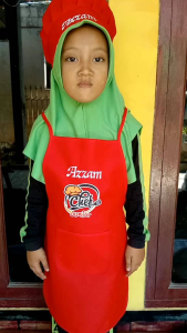 Topi Koki Anak free Bordir Nam/Celemek Anak free Bordir Nama