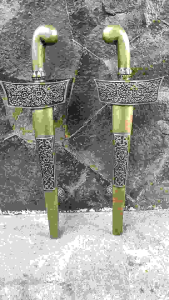 Handle Pintu Rumah Kuningan Antik Motif Keris Ukir 60 cm 2 Pcs