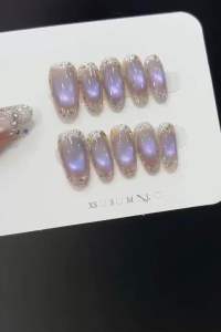 เล็บเจลสำเร็จรูป สีเเดงเชอรี่ ติดอะไหล่ เล็บปลอมเจลเเท้100% งานแฮนด์เมด (ฟรีกาว+ตะไบ