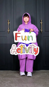 NEIRO Jas hujan anak model ponco untuk anak umur 6-14 tahun bahan tebal kuat dan elastis