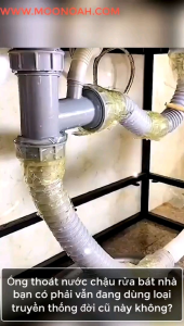 Xi phông thoát chậu rửa chén bát Ống thoát nhựa cứng cao cấp.