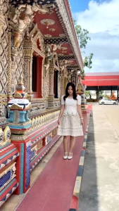 เดรสผ้าไทย ชุดงานบวช ผ้าฝ้ายทออัดกาวอย่างดี By Raphee