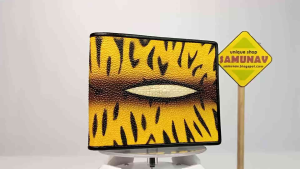 DOMPET PRIA KULIT IKAN PARI DIAMOND OVAL MOTIF HARIMAU MACAN