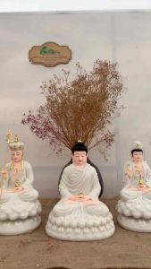 [HCM]Bộ 3 tượng Tam Thế Phật 30cm đá | Tượng Phật Hoa Tiên