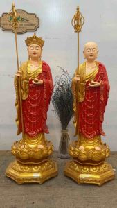 Tượng Phật địa tạng đứng 65cm/ mục kiền liên 62cm | Tượng Phật Hoa Tiên