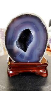 Natural High Grade Brazil Galaxy Agate Crystal Geode Ornament UAG17