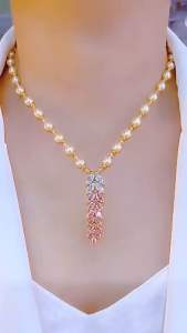 (Bebas beli 2 dapat bonus) K14 COD Kalung daun mutiara manis titanium original elegan