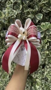 เน็ตติดผมสีแดงครีม5ชั้นhandmade