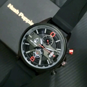 Jam Tangan Analog Pria Hust Puppies Crono Tanggal Aktif Tali Karet Water Resistant