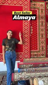 พรมลายไทย เฮอริเทจ🇹🇭ลายดอกพิกุล🇹🇭 สวยงาม ทรงคุณค่า สีฟ้า