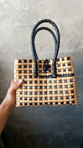 TAS JALI ANYAMAN PREMIUM HANDMADE SIZE S GOLD BLACK MOTIF COLOR - TAS WANITA HANDBAG