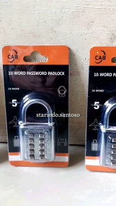 Gembok kode 10 digit ukuran 40mm padlock angka password tanpa kunci