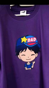 New Cartoon Family Graphic Print Cotton T-Shirts Set - Round Neck Top & Cap Style - Multi-Size