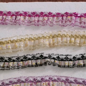 Lace Renda Trims for Decorations (1 Meter Length 2 Inch Width) - Pink Gold Black Purple - Suitable for Gift Wrapping and Table Decorations