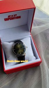 [Original] E6853 MALSSGN Expedition EXP Automatic Mens Watch with Army Green Dial and Black Genuine Leather Strap | Official Warranty