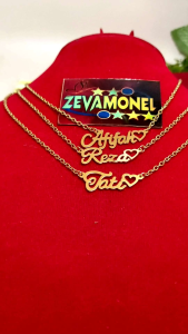 kalung liontin nama sendiri titanium anti karat Lapis emas