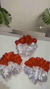 Ikat Rambut Scrunchie Jumbo Kemerdekaan Merah Putih Satin Silk 12cm Cepol Rambut Kuncir Rambut Hairband