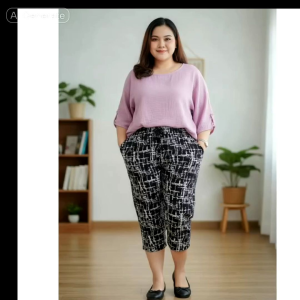 Plus Size  Floral Tokong Pants  For Women (fit up 3XL 40 waist) Stretchable Quality Crepe Fabric