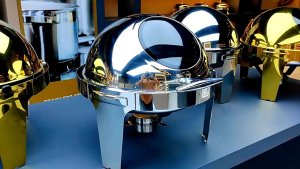 Silver chaffing dish stainless steel 6 liters visual oval chafing dish for hotel & restaurant supplies buffet stoves chaffing dish buffet Serving Plates Customized
