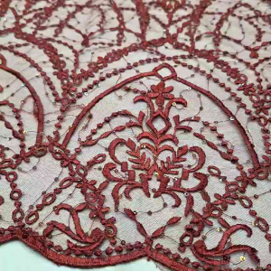(COD) Kain tille bordir Motif Elisab full payet | Bahan kebaya full payet premium
