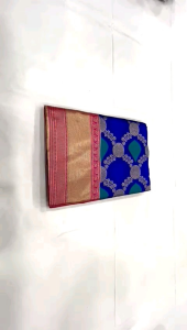 Beautiful Blue with Pink Combination Soft Silk Saree  Rich Pallu Jaquard Work Contrast Border Wedding Special Sarees