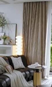 Custom Made Geometric Fringe Linen Curtain | Beige Cream 3D Diamond Embossed Blackout Curtains Bespoke Size Window Drapery for Living Room Bedroom