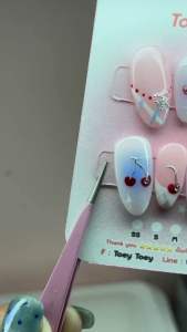 เล็บเจลแท้100% ออมเบรสีฟ้าเพ้นเชอร์รี่🍒พร้อมส่ง🚚