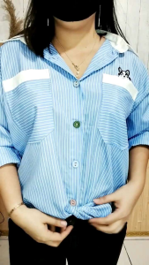 0083-88 L XL kemeja katun linen bordir lis tulisan wayfansix lubana