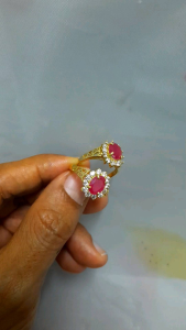 แหวนทับทิม ตัวเรือนทองเหลือง แหวนทับทิมตัวเรือนทำจากทองเหลือง แหวนทับทิมเก่า(TL-13)